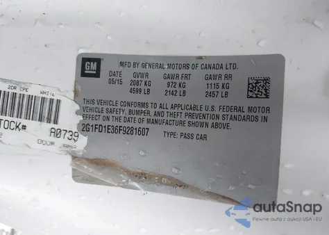 2015 Chevrolet Camaro 1Lt from USA, damaged, VIN 2G1FD1E36F9281607